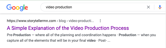 Video Production Keyword Ranking