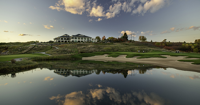 golf course overlooking water