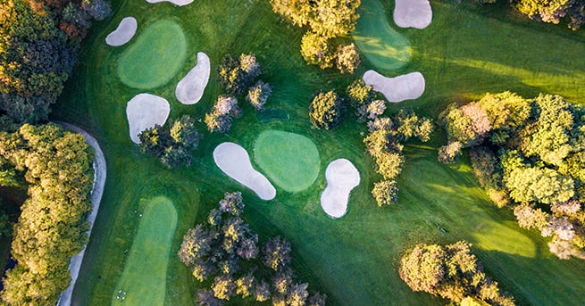 How to Create Great Club Video Marketing on a Budget – drone shot, golf course, sand traps, private club – StoryTeller
